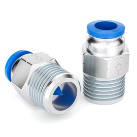 TAILONZ PNEUMATIC Male Straight 1/4 Inch Tube OD x 1/4 Inch NPT Thread Check Valve Through Air Line Quick Insert Check Valve Adapter BSPC1/4-N2 (Pack of 2)
