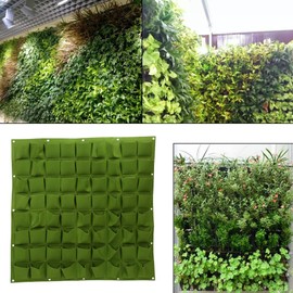 Maceta colgante de jardín, 72 bolsillos de fieltro para colgar en la pared, bolsa de cultivo vertical para jardín, decoración del hogar, proyectos ecológicos (verde)