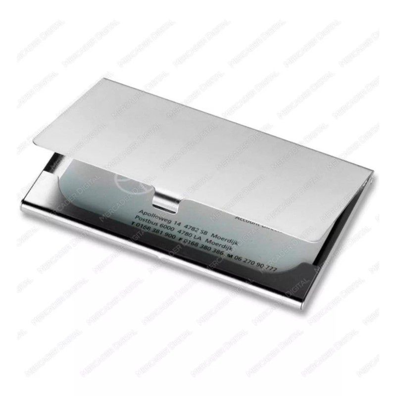 Mercader Digital Tarjetero Metálico Porta 10 Tarjetas De Aluminio Plateado