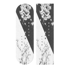 Black White Cherry Blossom Grip Tape Japanese Sakura Death Life Flower Skateboard Grip Tape 33x9 inch Non-Slip Sandpaper Tape, Grip Tape for Skateboard Longboard Roller Board Stair Treads