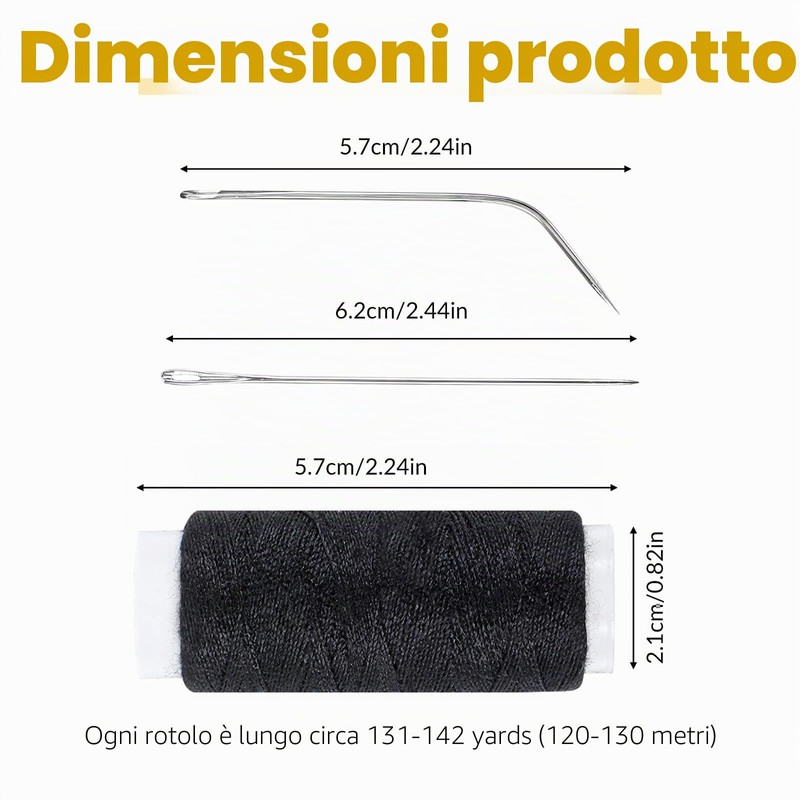 Set di aghi e filo per cucire parrucche e capelli,