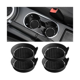 LKAHG 4PCS Bling Car Cup Holder Coasters, Crystal Rhinestone Embedded Vehicle Drink Cup Protective Pads, Sparkling Auto Interior Decor Cup Mat Accessories Universal for SUV, Truck, RV (Black)