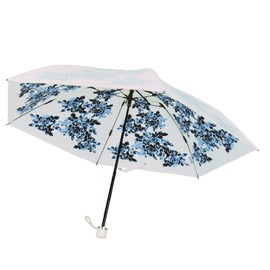 Premium White Folding Umbrella Manual Open Blackout Thermal Insulated Sun/Rain Umbrella Shadow Rose 3 Colors Blue 6 Ribs 50 cm UV cut 99% or more, Lightweight, Compact 3925bl