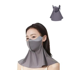 UV Protection Face Cover Beauty Mask UPF 50+ for Women, Comfortable Outdoor Daily Use Jogging Hiking Cycling Breathable, Adjustable Strap & Safety Reflector Strip Night Day Visibility (Dark Grey Long)