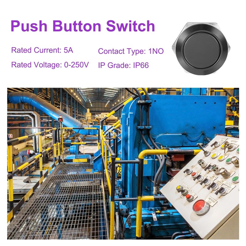 DMiotech 7/8 Inch Aluminium Alloy Momentary Push Button Switch Flat