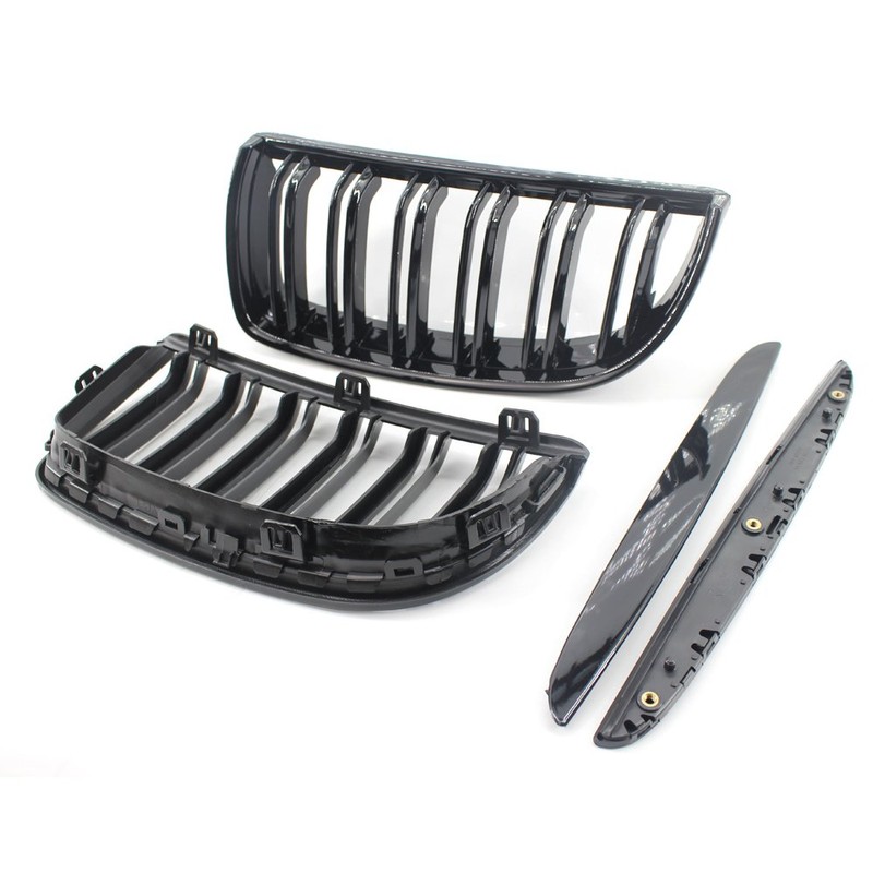 Double Bridge Radiator Grille Front Kidney Grill Grill Glossy Black