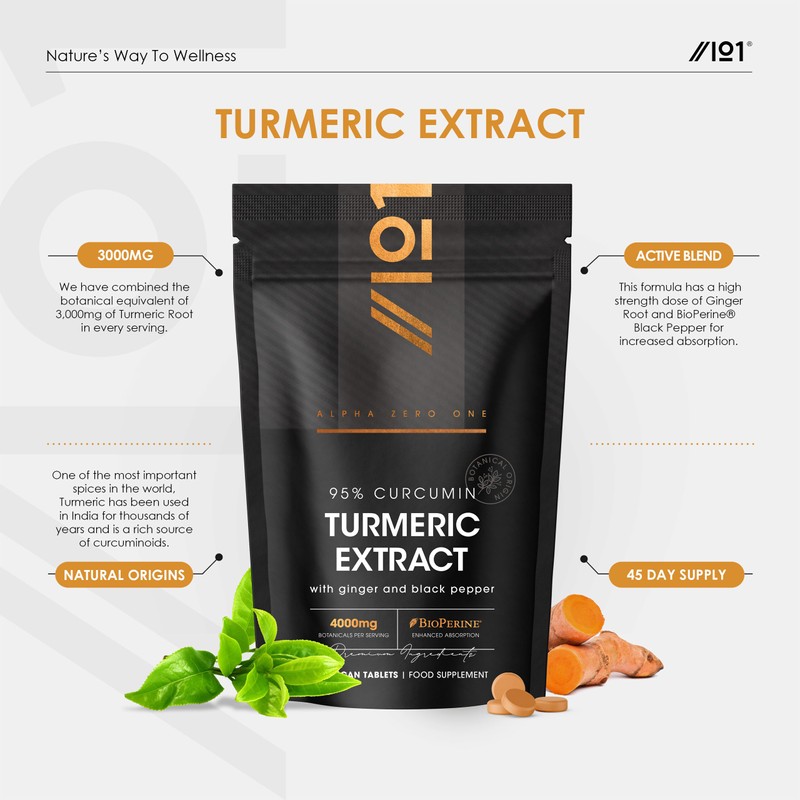 Turmeric Curcumin 95 Tablets 3000mg with BioPerine® & Ginger –
