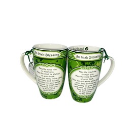 Royal Tara Ceramic Set of 2 Mugs Irish Blessing Cups, May The Road Rise... Bone China Kitchenware Coffe Tea Present Housewarming Gift