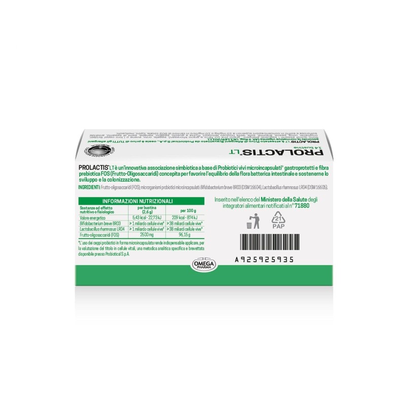 Omega Pharma - Prolactis LT, Integratore Alimentare con Probiotici Vivi