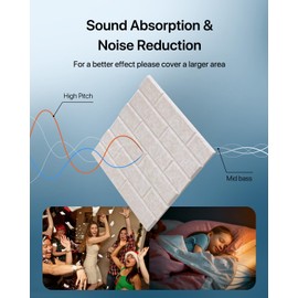 Kuchoow Soundproof Wall Panels, Sound Proof Panels for Wall,12 Pack Acoustic Panels Sound Absorbing Self Adhesive, Brick Acoustic Wall Panels for Home, Room, Ceiling, 12"×12"×0.4", Beige