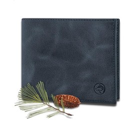 Wolfstrøm Men's Leather Wallet 'Nørge' - Tri-Fold Men's Wallet RFID Blocker - 6/8 Card Compartment, ID Compartment, Large Additional Compartment, Note Compartment, Change Compartment, (08) Midnight