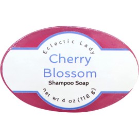 Eclectic Lady Cherry Blossom Shampoo Soap Bar with Pure Argan Oil, Silk Protein, Honey Protein and Extracts of Calendula Flower, Aloe, Carrageenan, Sunflower - 4 oz Bar