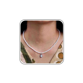 Round White Pearl Strand Necklace Silver Pearl Necklace for Women Wedding Pearl Choker Blue Crystal Teardrop Necklace Dainty Cz Solitaire Pendant Necklace Pearl Chain Moonstone Necklace Jewelry