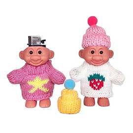 2 Pack Cute Troll Dolls Lighter Case Silicone Funny Mini Dolls Lighter Sleeve with Sweater &Hat for 3.2in Regular Lighter (Lighter not Included) (Pink & White)