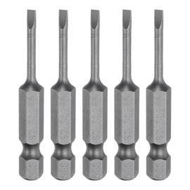 sourcing map 5pcs SL2.5 Magnetic Slotted Screwdriver Bits 2.5mm S2 Steel Flat Head Screwdriver Bit 1/4" Hex Shank Industrial Grade Screw Driver Drill Bits 50mm (2") Long for Screws
