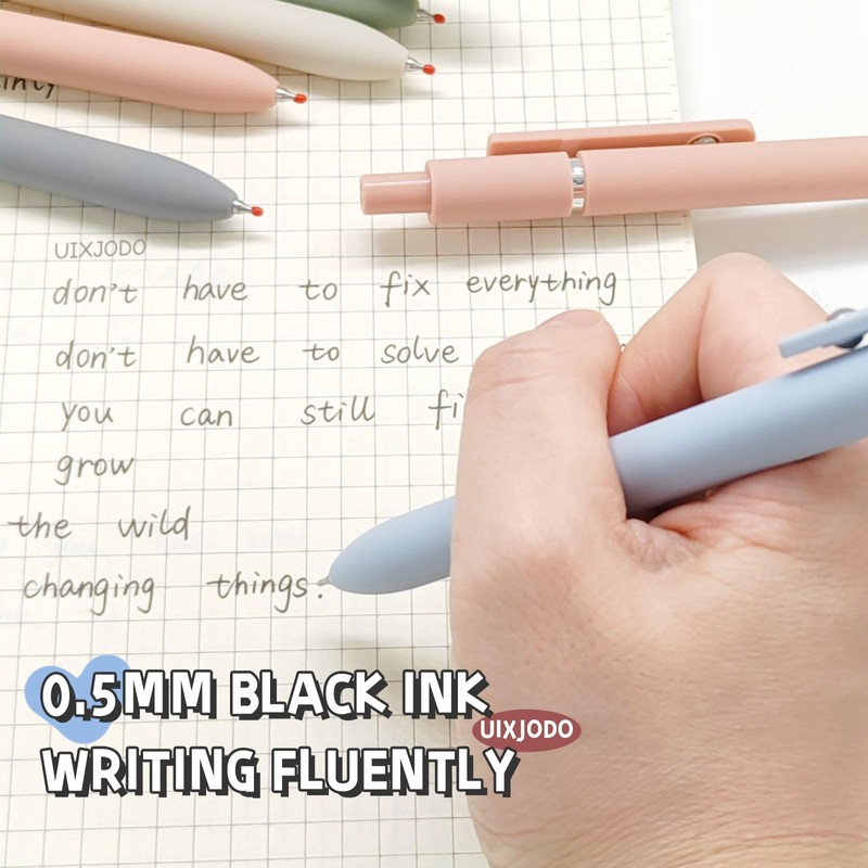 UIXJODO Gel Pens, 10Pcs 0.5mm Black Ink Pens Fine Point