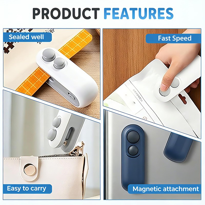 2 Pack Blue&Blue Mini Bag Sealer, 2-in-1 Portable Heat Sealer