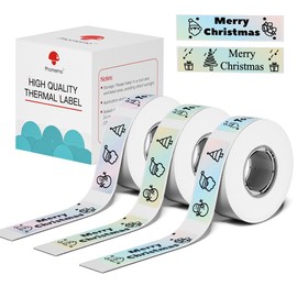 Phomemo D30 Label Tape, for D30 D35 Q30 Q30S Q31 Label Maker, Black on Mermaid Color Sticker Thermal Paper Self-Adhesive Label Maker Tape, 12 x 40mm (3/8" x 11/2") 160 Tapes/Roll, 3-Roll