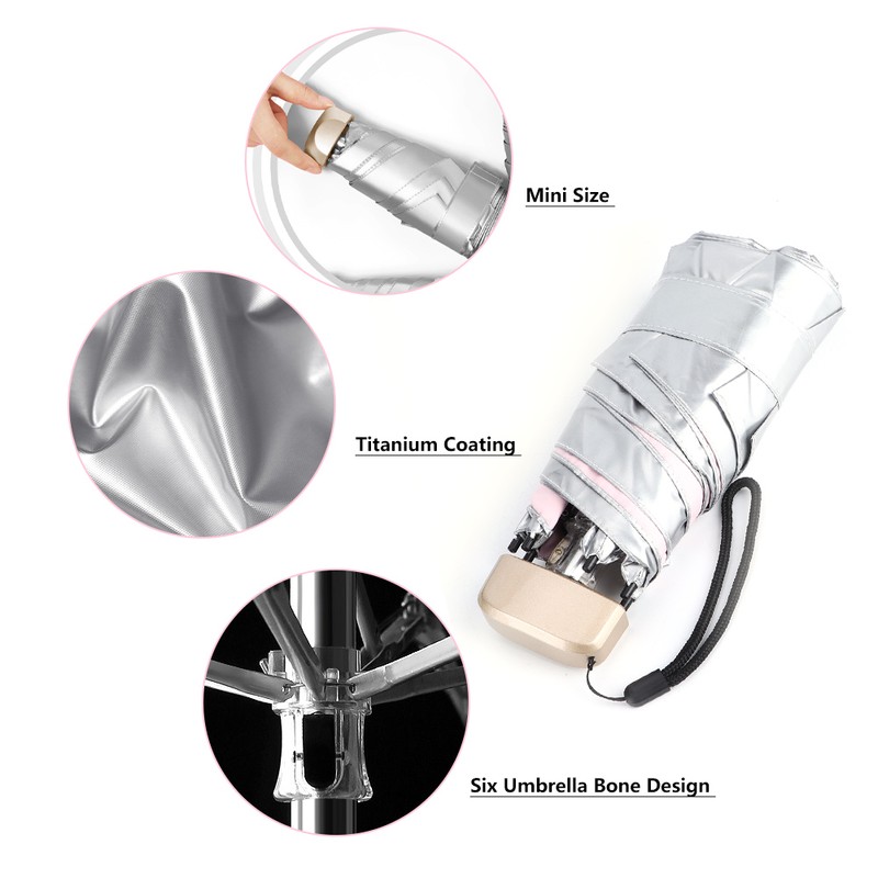 Mini Portable Anti UV Sun Rain Protection Umbrella Women Lady