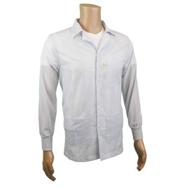 Static Care ESD Jacket, 90% Polyester, 10% Carbon, Knit Cuff, Hands Free Grounding, Good for 100 Washes, White, 3XL