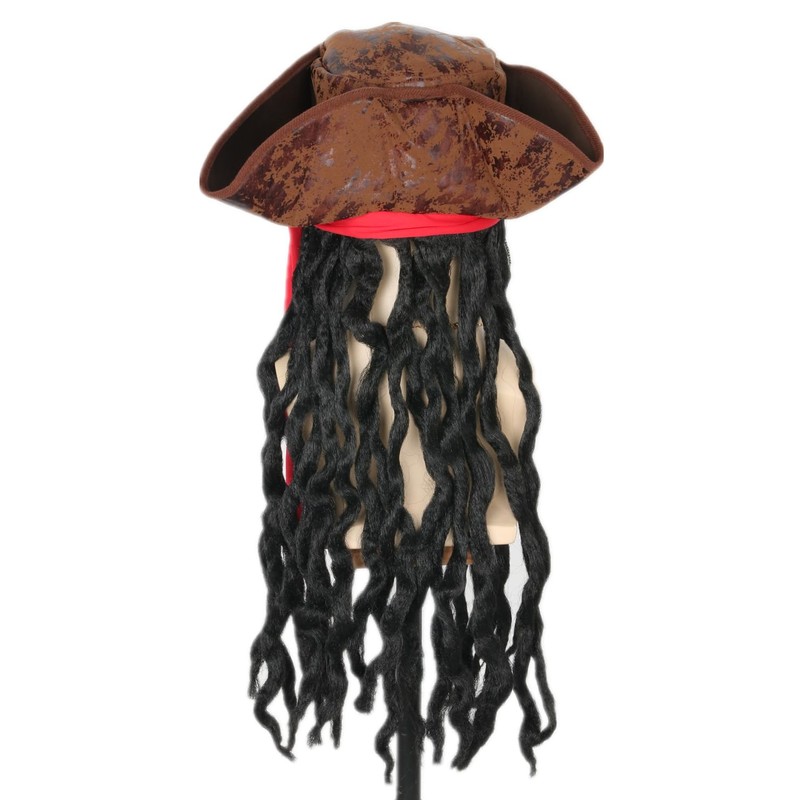 Pirate Hat Wig with Eye Patch Earring Necklace Pirate Dress