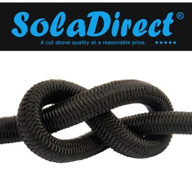 Black Bungee Cord - 10 m / 32 ft of 8 mm Bungee Rope, Shock Cord, Bungee Strap, Elastic Rope, Tie Down - UV Resistant, Stretch at least 100%, Universal Use, Parallel Rubber Cores