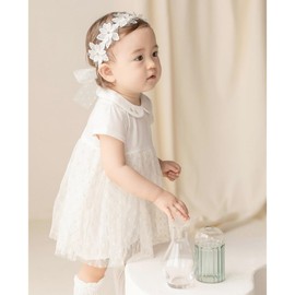 Baby Girls Cute Bow-knot Headband Stretchy Floral Double Lace Bowknot Hairbands Newborn Infants Toddlers Hair Bows Birthday Flower Headbands Hair Accessories Baby Gifts White E