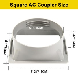 5.9 Inch Portable Air Conditioner Exhaust Hose Coupler Square to Round Coupler, Portable Air Conditioner Hose Connector Window Adapter Mobile Air Conditioner Accessories