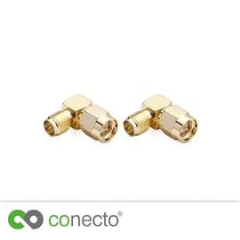 conecto SMA Adapter 90° Angled Adapter SMA Male to RP-SMA Female with Pin Adapter for Connecting SMA Connectors Gold Plated Pack of 2