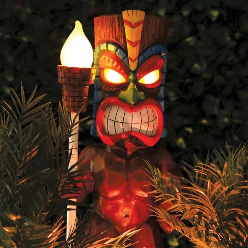 Solar Powered LED Tiki Light Solar Totem Figurine Ornaments LED