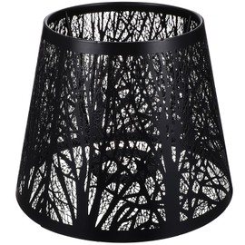 Housoutil Metal Lamp Shade, Hollow Drum Lampshade, Chandelier Lamp Shade Table Lamp Covers for Table Floor Chandelier Wall Lamp, Black