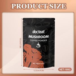 Mushroom Coffee - Mushroom Coffee, Over 6 Mushrooms with Lion Mane, Shiitake, Chaga, Reishi, Cordyceps, More, with Adaptogens & Probiotics, Instant Arabica Coffee, Vegan Mushroom Coffee Powder, Organic Mushrooms Powder, 180 g