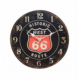 ルート66 カフェクロック 掛け時計 アンティーク風 （ブラック）