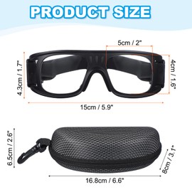 PATIKIL Adjustable Professional Sports Goggles, Unisex Safety Glasses Outdoor Sports Protective Eyewear for Basketball Racquetball Pickleball Football, Dark Black