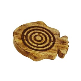 NKlaus Mango Wood Fish Labyrinth Game, 12.5 x 10.5 x 1.5 cm - Maritime Children's Game, Retro Design 15940