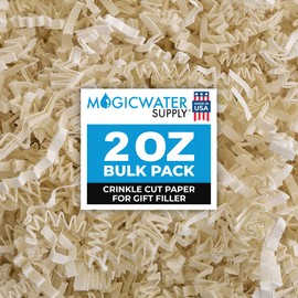 MagicWater Crinkle Cut Paper for Gift Baskets - 2 Oz - Light Ivory - Perfect for Shredded Paper Filler, Basket Filler, Gift Boxes, Bridesmaid Gifts, Christmas Stuffers & More – Ideal for All Occasions