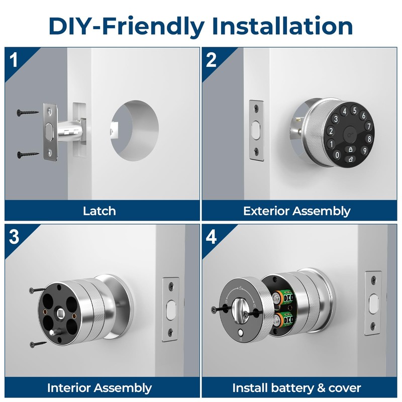 FITNATE Keypad Door Knob Lock, Electronic Door Knob with Keypad