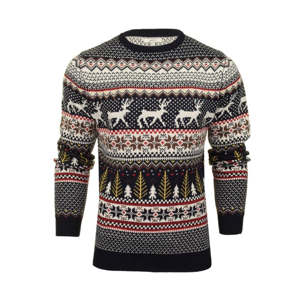 Xact Christmas/Xmas Jumper 'Lapland' with Tree & Reindeer Fairisle Pattern