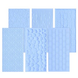 Grosun - Juego de 6 alfombrillas de impresión de fondant con textura de fondant, juego de moldes de arcilla, tapete de estampado de encaje para decoración de pasteles