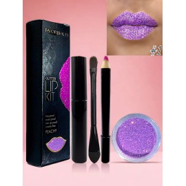 A4f Solutions Glitter Lips Polvo De Labios Con Lápiz Delineador 1 Pieza