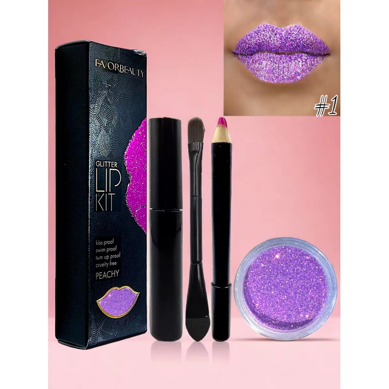 A4f Solutions Glitter Lips Polvo De Labios Con Lápiz Delineador