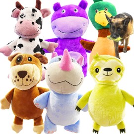 Jalousie 5 Pack Tough Plush Animal Dog Toys Assortment Value Bundle Dog Squeaky Toys Assortment Puppy Pet Mutt Dog Toy Dog Squeak Toy for Medium Large Dogs (6 Pack Animal Mix)
