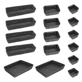 Cbilzxer Practical Felt Drawer Organiser, Set of 16, Washable Felt Organiser for Dressing Table for DIY Drawers (Set of 16, Dark Grey)