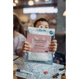 Hey Doodle Breakfast Blend Classic Doodle Mat – Reusable Silicone Coloring Mat for Toddlers and Kids – Educational Fractions Activity Pad with 9 Markers – Mess-Free Travel Toy – Ages 3-7