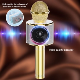 DigitConvert Karaoke Microphone, Bluetooth Microphone Karaoke Children, Home KTV Karaoke Machine, Suitable for Party Singing, Birthday Gift