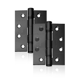 UAP 2 Set of Ball Bearing Door Hinges 4 Inch (100mm x 75mm) – Mild Steel Butt Hinges, Heavy Duty for External & Internal Doors, Residential & Commercial (2 Pack, Black)