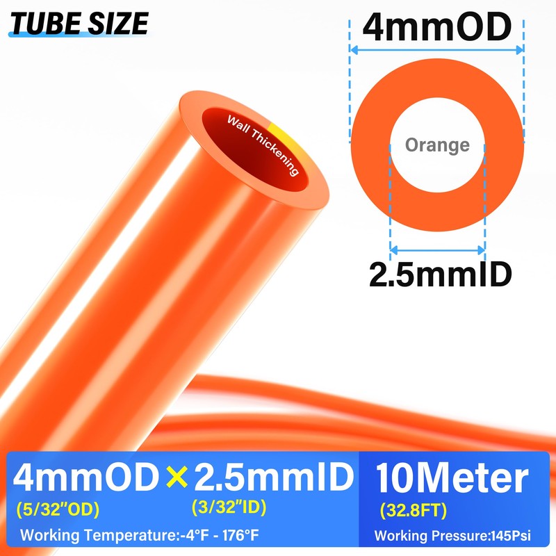 TAILONZ PNEUMATIC Orange 4 mm or 5/32 Inch OD 2.5