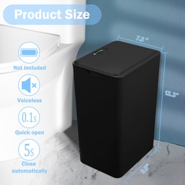 jinligogo Bathroom Small Trash Can with Lid, 4 Gallon Touchless Automatic Garbage Can Slim Waterproof Motion Sensor Smart Trash Bin for Bedroom, Office, Living Room-Black