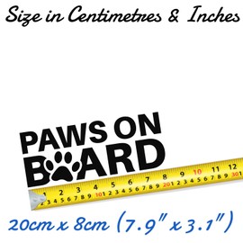 Paws On Board Pet Funny Car Sticker - Waterproof Decal - Long Lasting - Dog & Cat Gifts for Cars, Vans, Caravans, Motorhomes (Black)