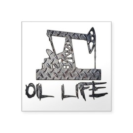 CafePress Diamond Plate Oil Life Pumpjack Sticker Square Bumper Sticker Car Decal